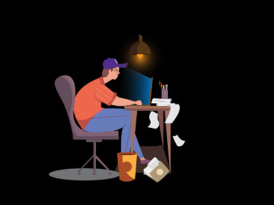 night work concept art flat illustration illustration vector art