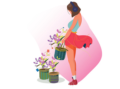 girl with the plants drawing girl illustration illustration plants vector illustration vectors