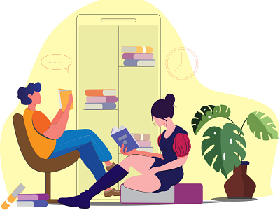 reading books concept concept art flat illustration illustration reading ui uiux uiuxdesign vector illustration