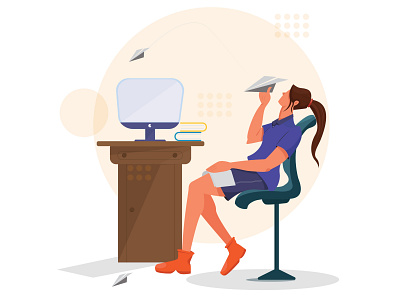 work and chill character chilling conceptual designspiration flat illustrations flat illustrator vectors work and chill