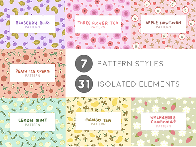 7 Tea Pattern Styles branding design illustration pattern pattern design vector