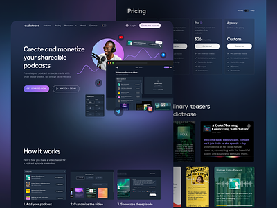 Audiotease — Website audio editor audioeditor branding design design agency landing page podcast product ui ux video editor web app web application web design website