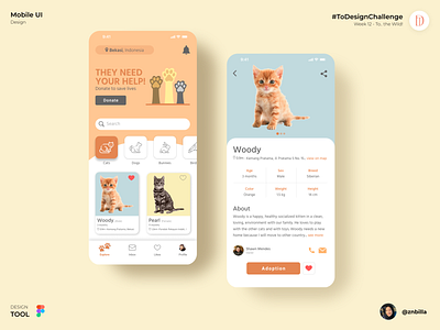 Adoption Pet Mobile App UI Design app design illustration mobile design mobile ui prototype typography ui userinterface ux