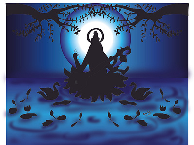 Saraswati debi I Hindu goddess I Adobe Illustrator - digital art