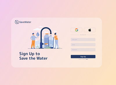 SaveWater - Sign up colors daily ui dailyui design signup ui web