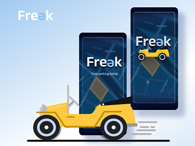 iOS App | Freak animation car collaborative custom maps figma free free parking collab app launchscreen animated maps mobile parking ui ux yellow