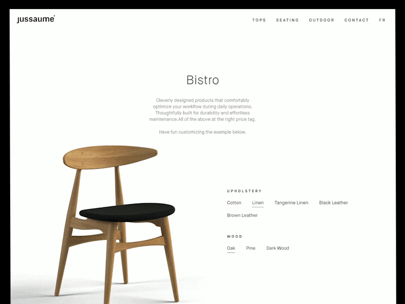 Chair UI interaction - Jussaume 3d chair design interaction model play texture web website