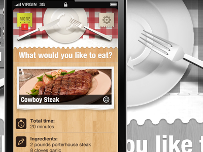 Recipes app WIP eat food fork ios iphone knife photoshop recipes vector wood