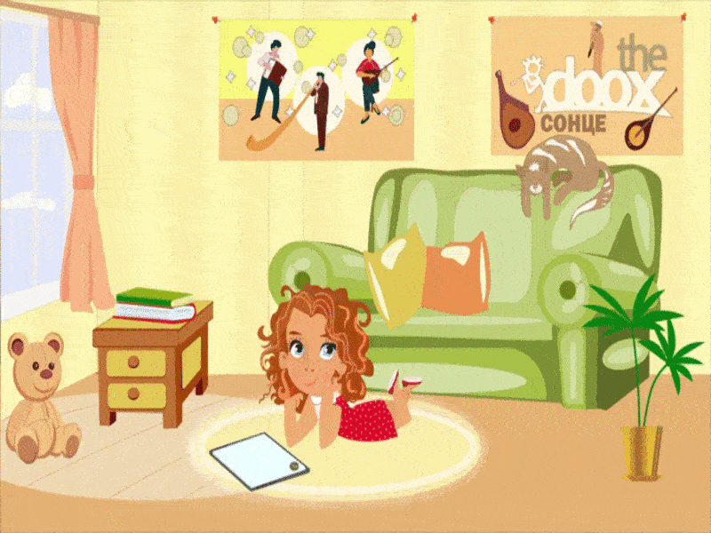Дівчинка мріє adobe illustrator animated gif design illustration vector анімаці 2d векторні зображення
