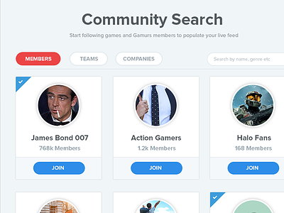 Search Cards | Gamurs gaming interface gaming profile gaming ux gamurs search interface search page