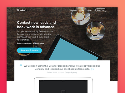 Freelancer Landing Page | WIP clean interface clean layout freelance freelancer freelancer landing page gradient leads peach ui uk startup ux