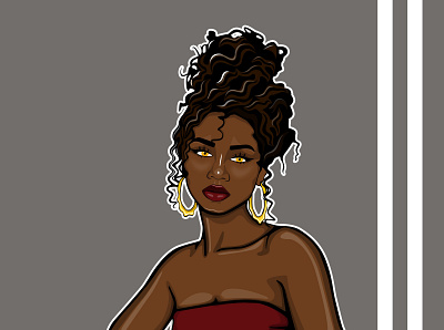 curly hair 2 african african american african american character african american t shirt design african art african cartoon black female vector portrait