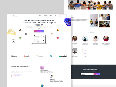 Instasew - Fashion Measurement Landing page creators design fashion measurement product design ui uidesign users ux