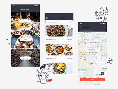 Food Delivery App app branding design illustration landing page ui ux