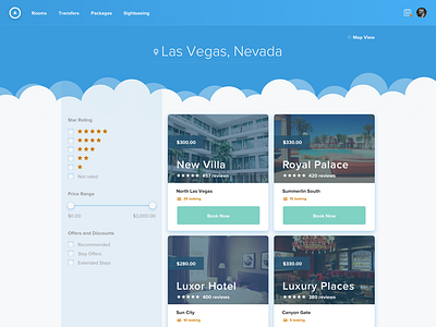 Travel Site Results Page ui ux web design
