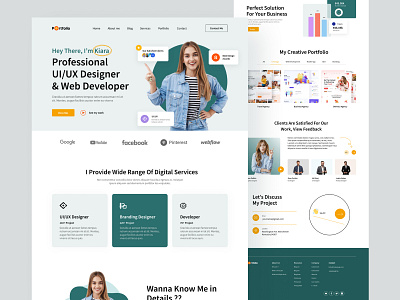 Portfolio Landing page agency business company creative cv design design graphic design header home page landing page personal popular portfolio portfolio site profile resume typography ui ux website