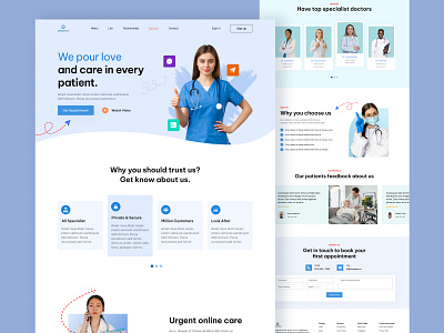 Medical Landing Page appointment booking booking doctor clinic creative design doctor doctor appointment graphic design health app health care hospital landing page medical app patient ui ui ux ui ux design ux