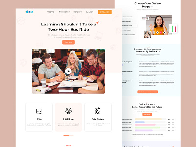 K12 Education Landing Page. classroom creative design e learning education education plart education website graphic design k12 kids education landing page student study teaching ui uiuxdesign ux webpage website websitedesign