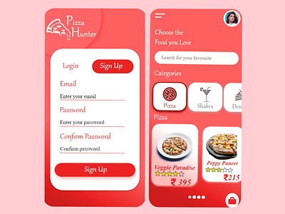 Pizza Hunter app beginner design designs dribble food pizza shot ui ux