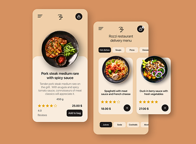 Rozzi restaurant delivery menu App app design ios ui ux