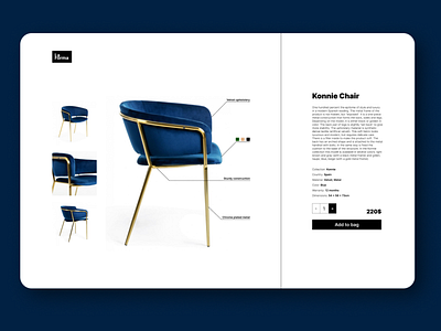 Product card Konnie chair design desktop ui ux web