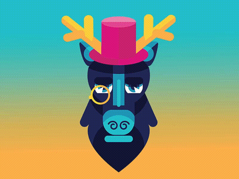 Chivalrous élan🦌 animal animated gif animation branding cmyk design gentleman illustration inkbyteatwork moose vector