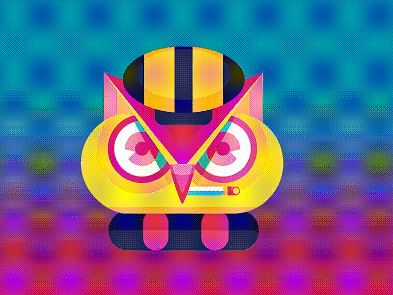 Curieux Hibou🦉 animal animated gif animation branding buho cmyk curious design illustration inkbyteatwork owl vector