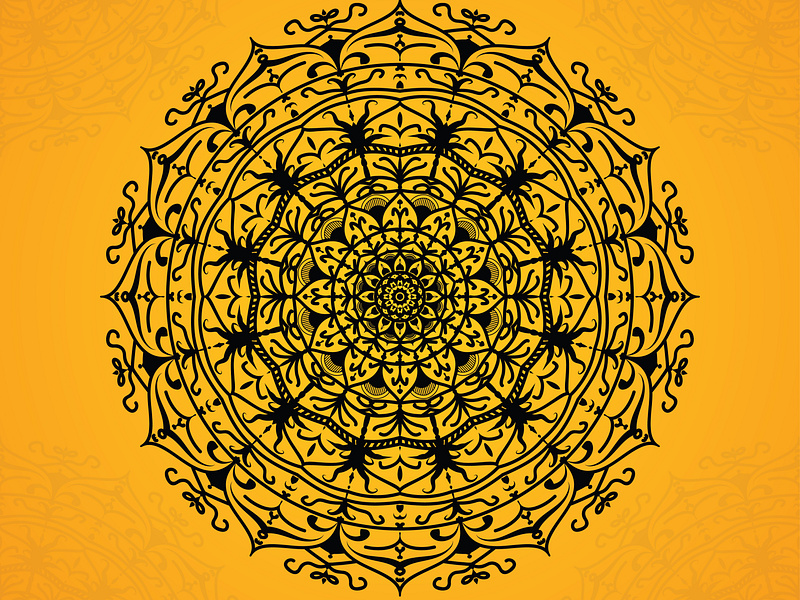 Yellow Background Mandala designs, themes, templates and downloadable