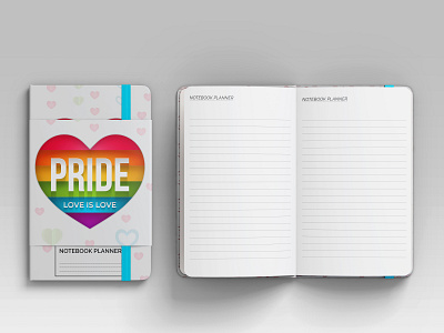 Pride Love Is Love Notebook Planner branding design graphicdesign journal kdp notebook paperback pride day notebook planner 2021 pride month calendar pride month date