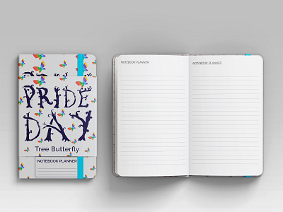 Pride Day Tree Butterfly Notebook Planner branding design graphicdesign journal kdp notebook paperback pride day notebook planner 2021 pride month calendar pride month date