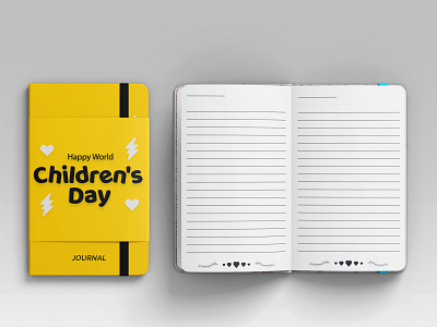 Happy World children's day Journal branding design graphicdesign journal kdp march 17 notebook paperback