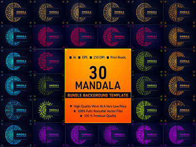 Mandala Background Template Bundle