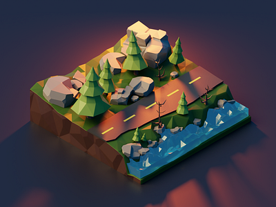 Low Poly Forest graphic design illustration