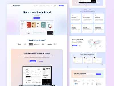 Protonmail - Saas Landing Page | Secured E-mail best 2021 best shot branding business creative header interface design landing page popular shot saas ui ux web design website