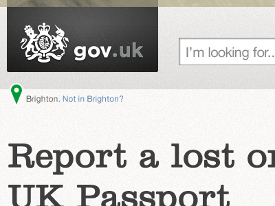 Header concept for a UK citizen tool page alphagov geo header location logo