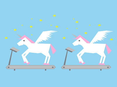 Unicorns illustration magic stars treadmills unicorns