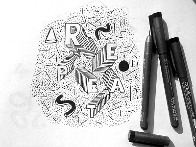 Illustrated Typography #10 - Repeat 90s decoration design hand drawn hand lettering illustration lettering texture type typography