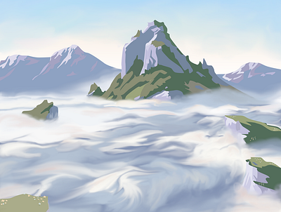 The Ocean of Clouds design digital drawing gimp graphic design illustration landscape
