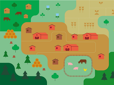 farmers and fields farming forest icons illustration infographics map nature simple vector