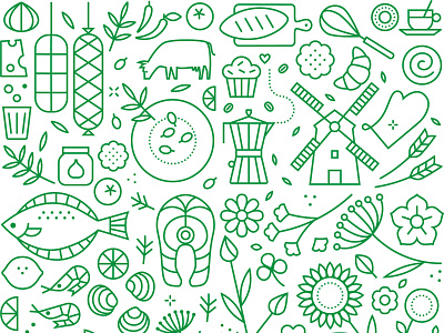 patterns for series of organic paperbags food food illustrator foodillustration icons lineart minimal pattern vector