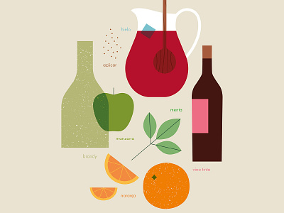 Sangria! drink food illustration illustration oranges recipe spain vector