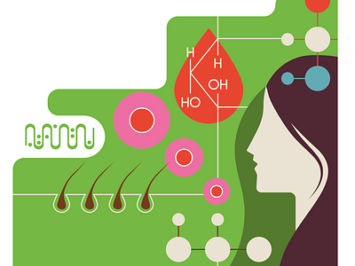 'stem cells offer hope for hair growth' cells colour editorial hair illustration medicine molecule science simple vector