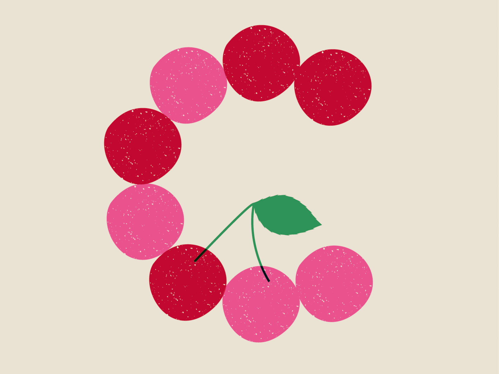 C for cherry 36daysoftype berry cherries letter pink simple typo typography vector