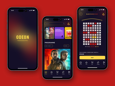 ODEON Cinemas iOS App app design blade runner 2049 cinema entertainment film poster gradient hbo hollywood hulu ios mubi neon netflix product design service design ticket booking ui ux wonder woman