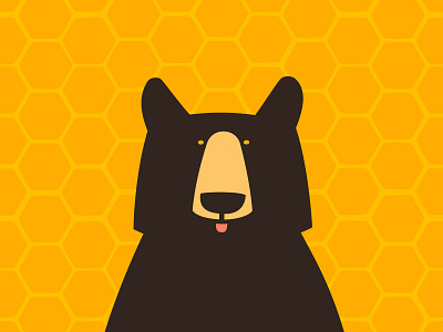 Black Bear black bear honeycomb illustration