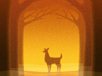 Deer deer fall fog forest illustration monochrome sunrise
