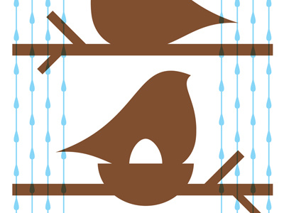 Wren Nest birds illustration nest rain vector