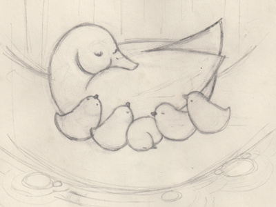 Ducks Sketch birds ducklings ducks illustration sketch water