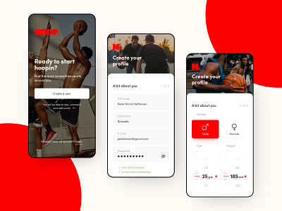 Street basketball app sign-up flow