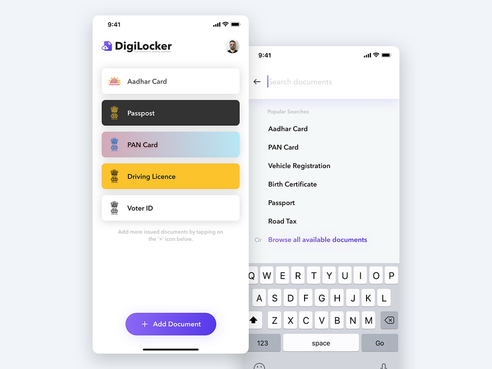 DigiLocker Redesign by Chaitanya Alluru on Dribbble